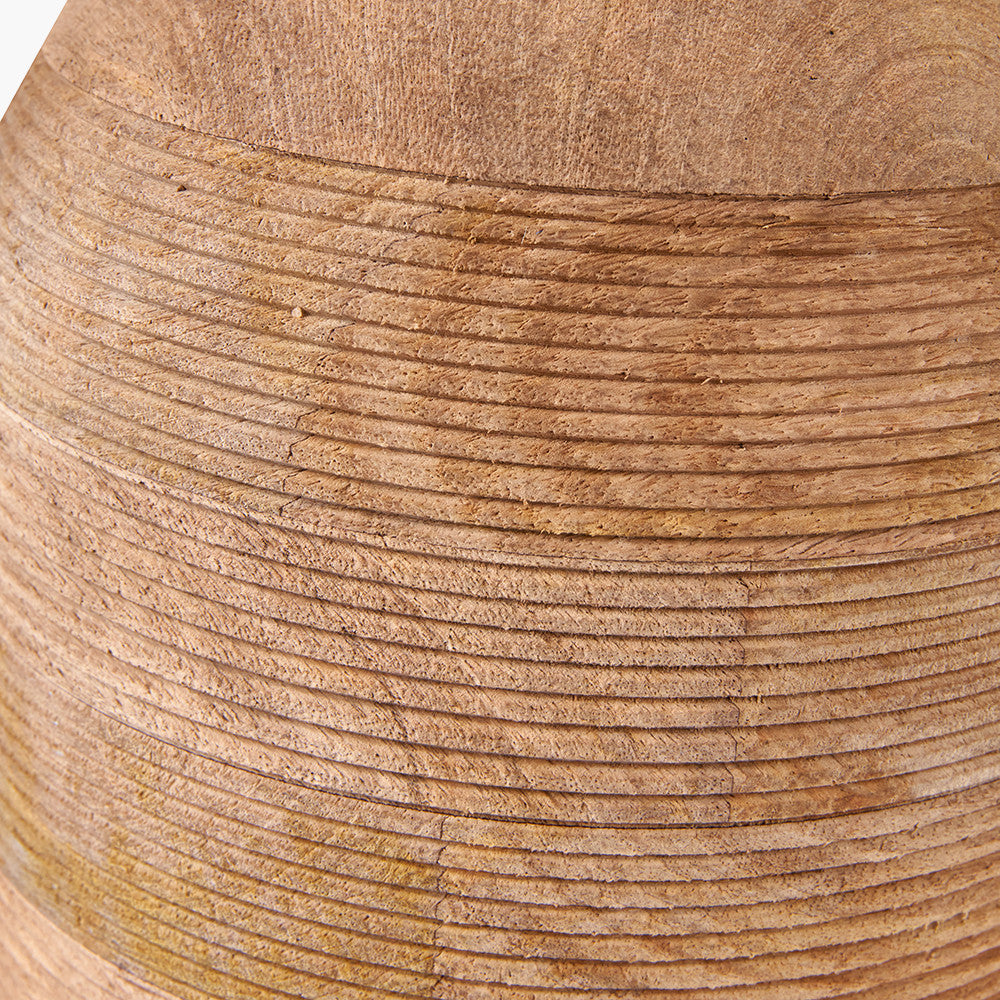 Nelu Natural Engraved Wood Dome Table Lamp - Base Only